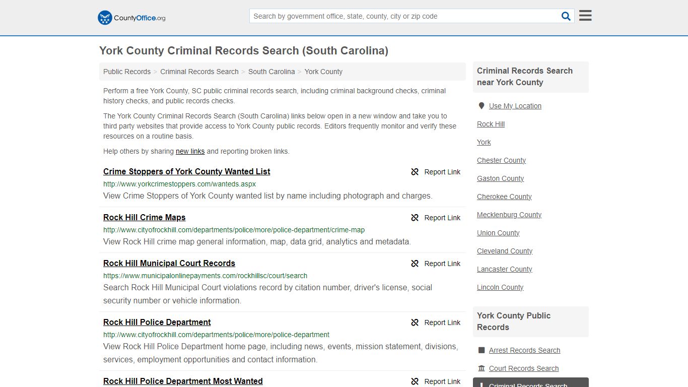 York County Criminal Records Search (South Carolina)