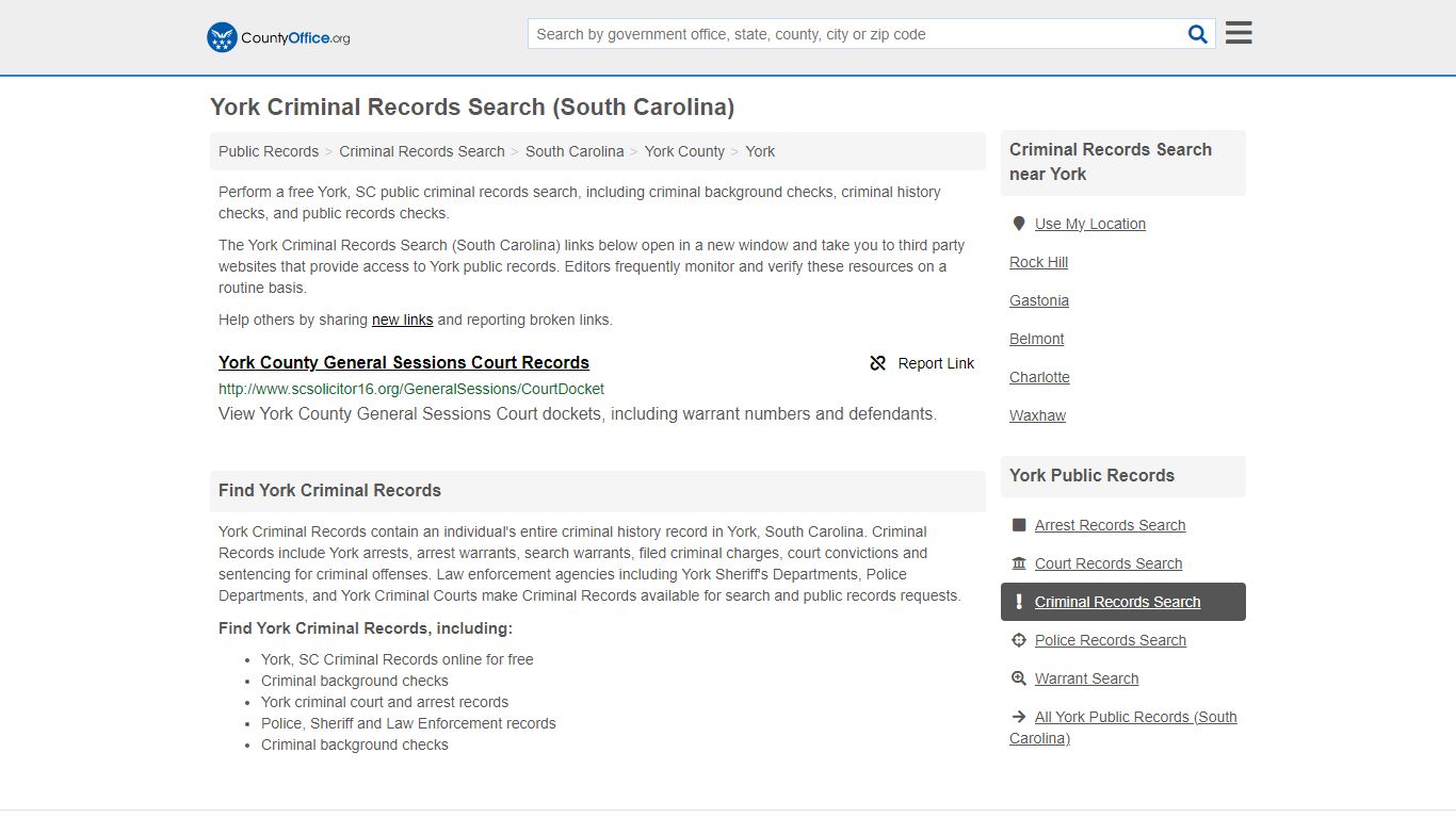 Criminal Records Search - York, SC (Arrests, Jails & Most Wanted Records)