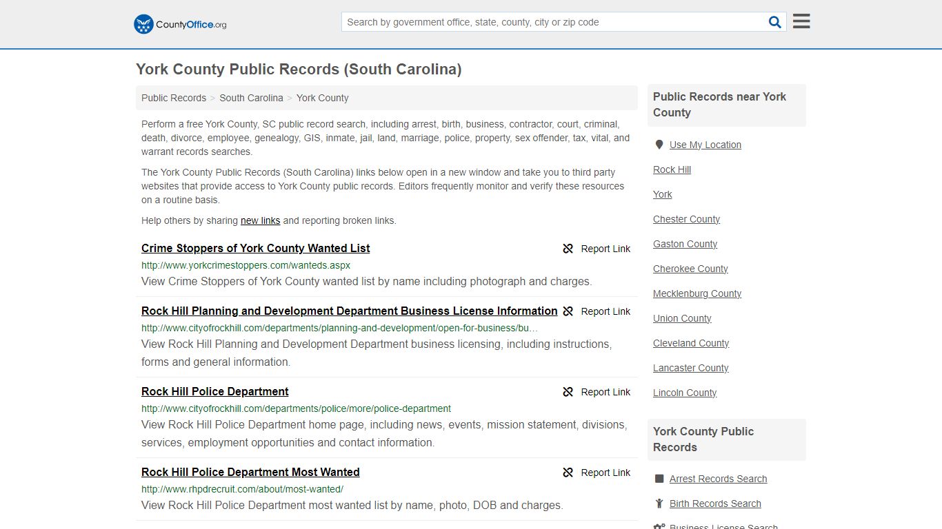 Public Records - York County, SC (Business, Criminal, GIS, Property ...