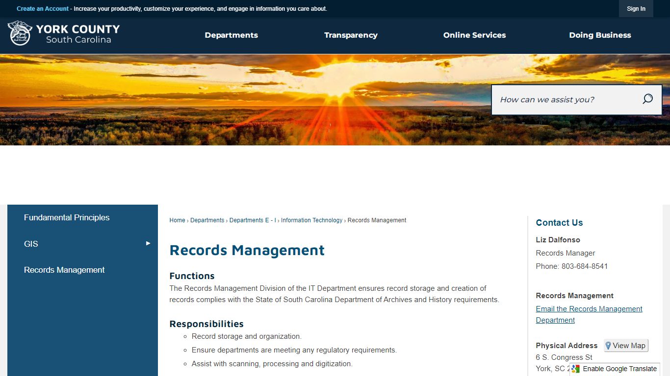 Records Management | York, SC - York County Gov